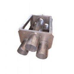 Stainless steel 90 box with 3 outlets with shafts
