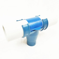 Bouche tombante/ouverte en « T » avec fermeture de diamètre 90 (tuyau de descente de 75 et 63 mm) - Sortie