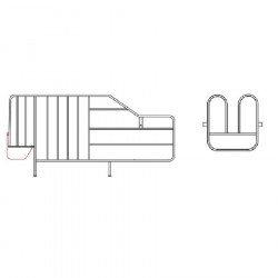 Solid iron gestation box 20/14 for hanging feeder and tilting insemination door