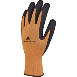 Gant en tricot de polyester orange, latex noir VV733
